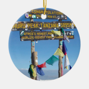 Signpost on the Summit of Kilimanjaro kenya Ceramic Ornament