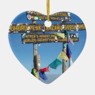 Signpost  on the  Summit of Kilimanjaro kenya Ceramic Ornament