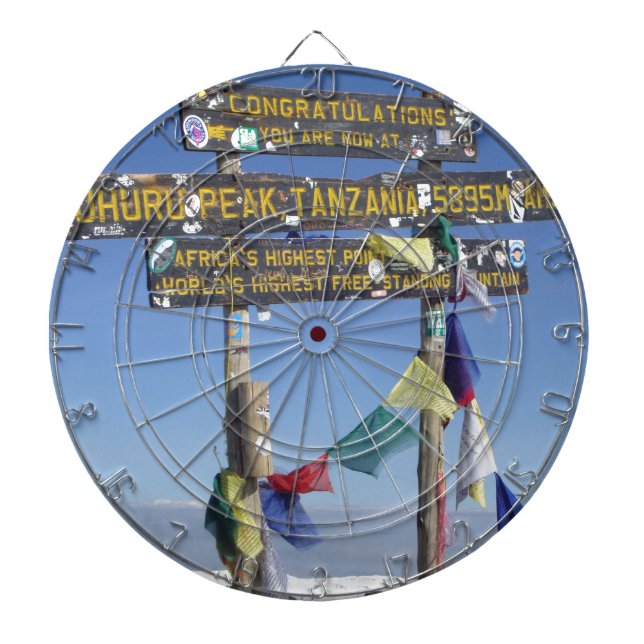Signpost  on the  Summit of Kilimanjaro kenya Dart Board (Front)