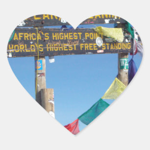 Signpost on the Summit of Kilimanjaro kenya Heart Sticker