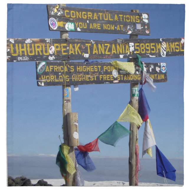 Signpost  on the  Summit of Kilimanjaro kenya Napkin (Front)