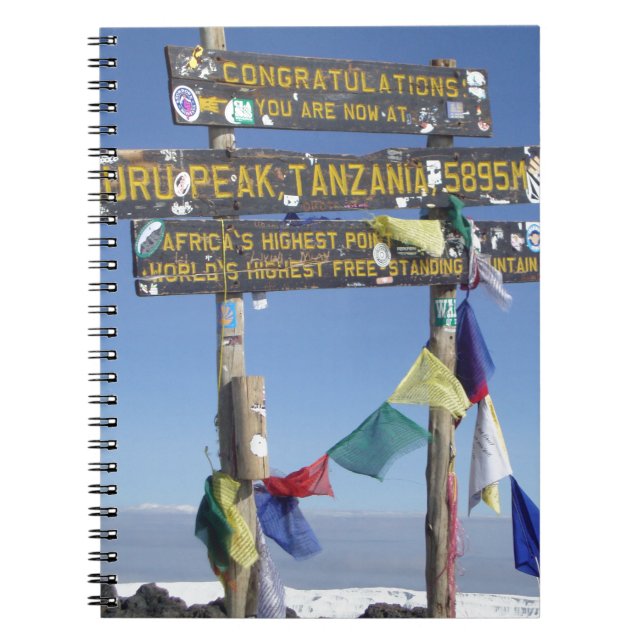 Signpost  on the  Summit of Kilimanjaro kenya Notebook (Front)