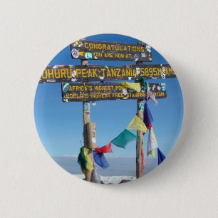 Signpost  on the  Summit of Kilimanjaro kenya Pinback Button