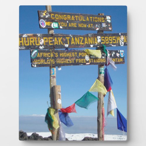 Signpost  on the  Summit of Kilimanjaro kenya Plaque