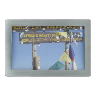 Signpost  on the  Summit of Kilimanjaro kenya Rectangular Belt Buckle