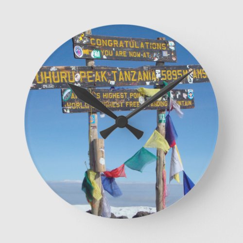 Signpost  on the  Summit of Kilimanjaro kenya Round Clock