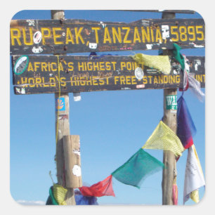 Signpost on the Summit of Kilimanjaro kenya Square Sticker