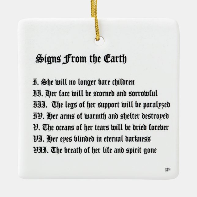 Signs From The Earth Ceramic Ornament (Front)