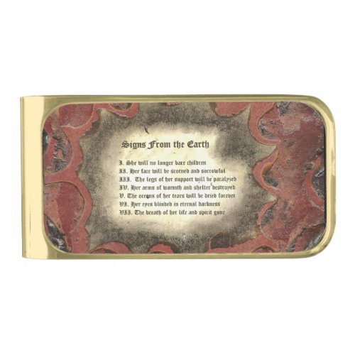 Signs From The Earth Gold Finish Money Clip