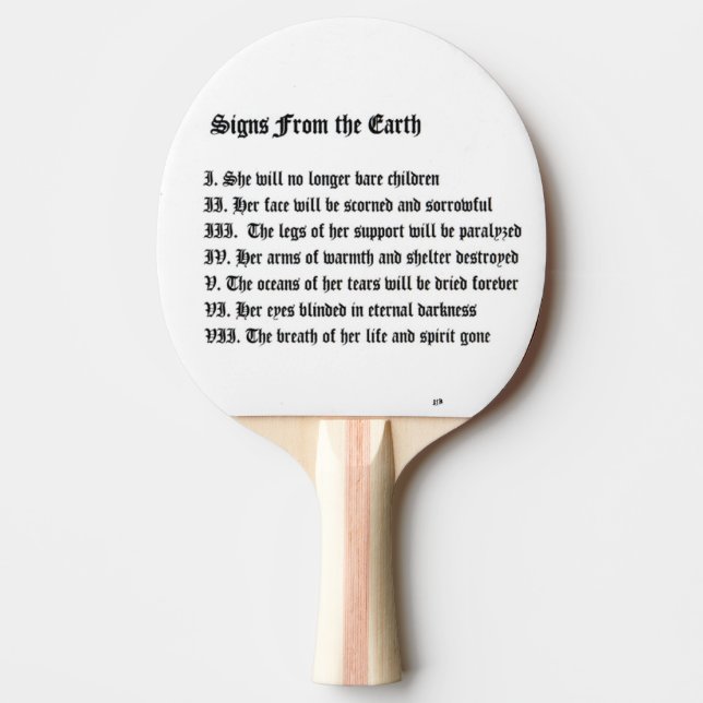 Signs From The Earth Ping-Pong Paddle (Front)