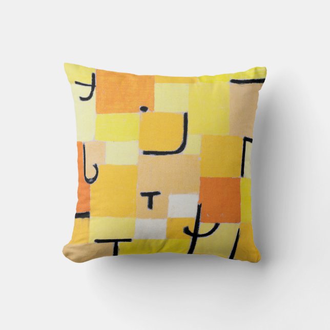 Signs in Yellow, Paul Klee Throw Pillow (Front)