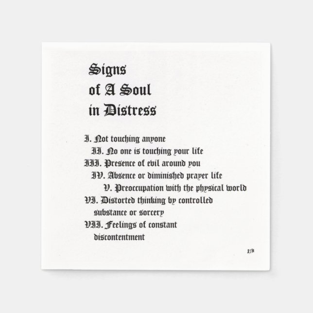 Signs of A Soul In Distress Paper Napkins (Front)