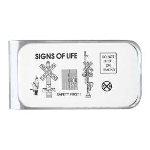 Signs Of Life at Railroad Crossings Silver Finish Money Clip