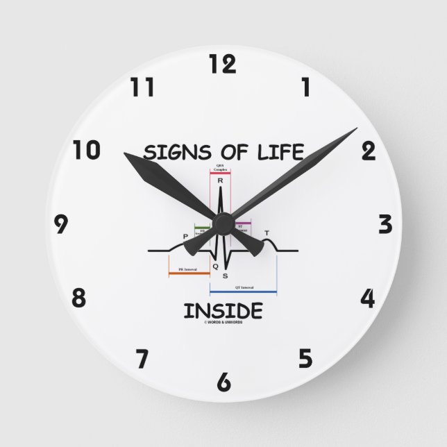 Signs Of Life Inside (ECG/EKG Electrocardiogram) Round Clock (Front)