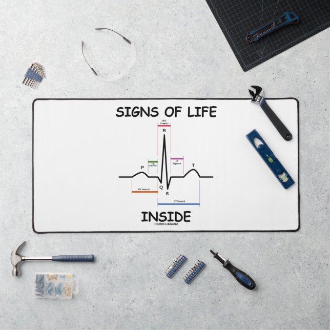 Signs Of Life Inside EMT Medical Heartbeat Humor Desk Mat (Workstation)