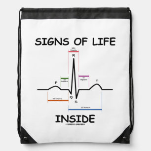 Signs Of Life Inside EMT Medical Heartbeat Humor Drawstring Bag