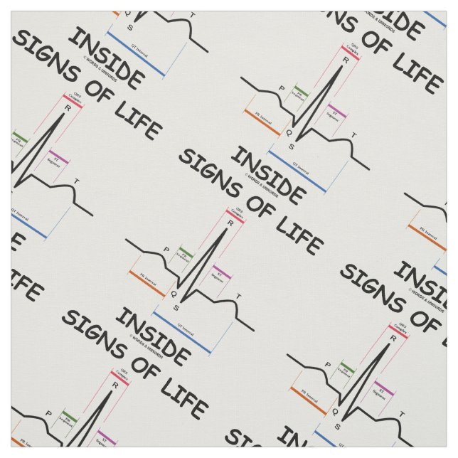 Signs Of Life Inside EMT Medical Heartbeat Humor Fabric (Swatch)