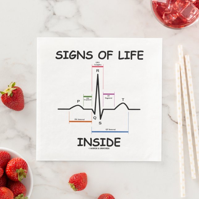 Signs Of Life Inside EMT Medical Heartbeat Humor Paper Dinner Napkins (Insitu)
