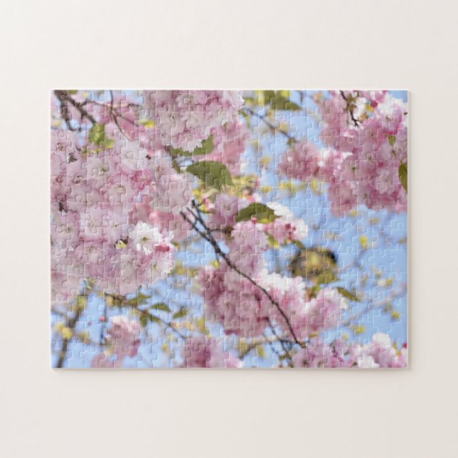Signs of Spring Pink Cherry Blossom Tree Nature Jigsaw Puzzle (Horizontal)