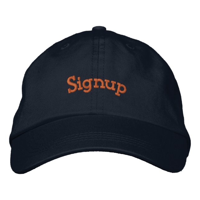Signup🎩 text Embroidered Custom Navy Hat🎩 online Baseball Cap (Front)