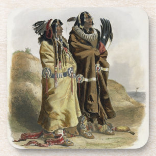 Sih-Chida and Mahchsi-Karehde, Mandan Indians, pla Beverage Coaster