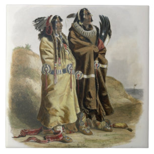 Sih-Chida and Mahchsi-Karehde, Mandan Indians, pla Ceramic Tile