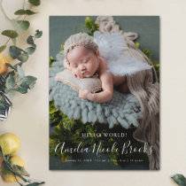 Siimple Modern Full Photo Baby Birth Announcement