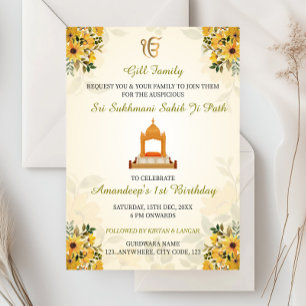 Sikh Birthday Invitation Card, Sukhmani Sahib Card