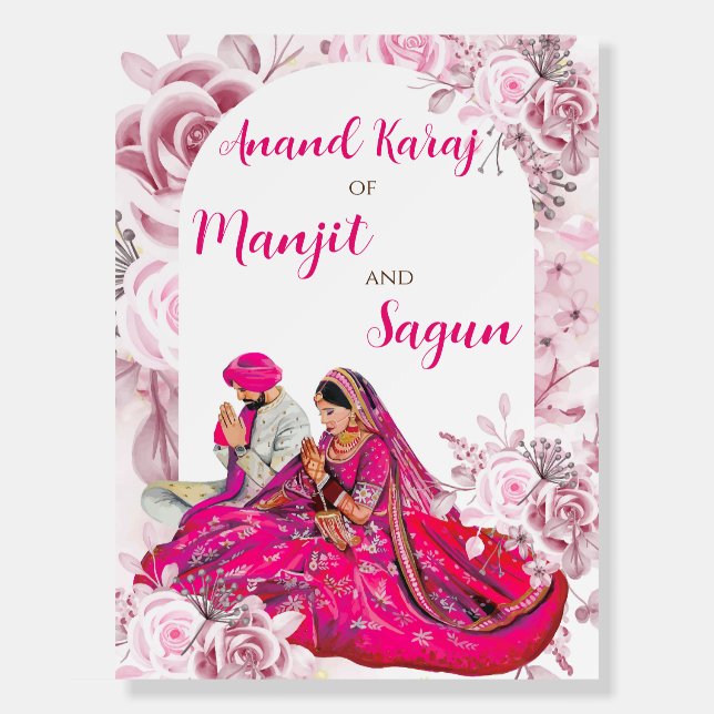 Sikh ceremony wedding sign & Punjabi wedding signs (Front)
