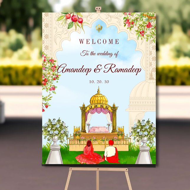 Sikh couple wedding welcome sign Anand Karaj sign (Creator Uploaded)