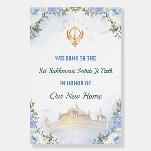 Sikh Housewarming Welcome Board, Akhand Path Sign (Front)