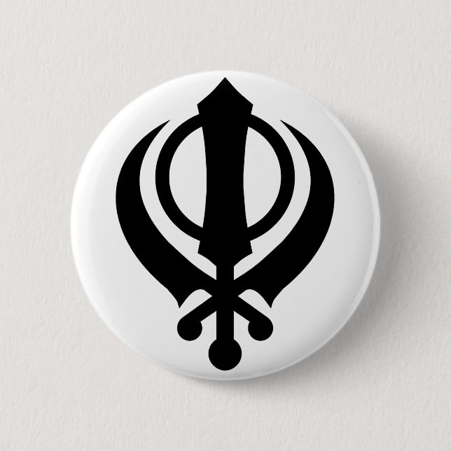 Sikh Khanda Black Button (Front)