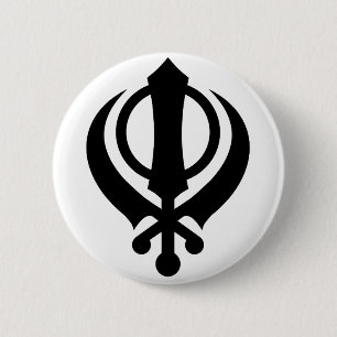 Sikh Khanda Black Button