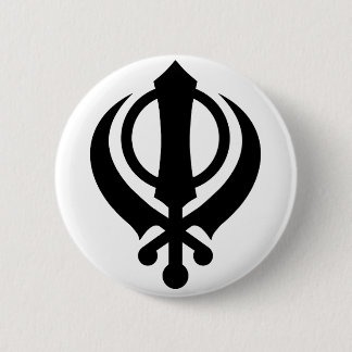 Sikh Khanda Black Button