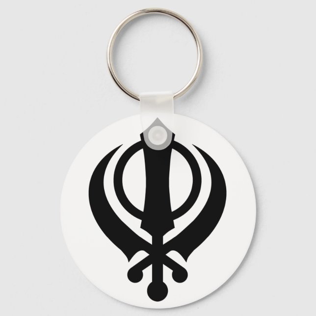 Sikh Khanda Black Keychain (Front)