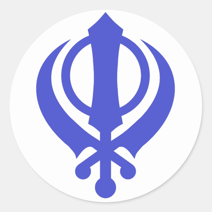 Sikh Khanda Blue Round Stickers