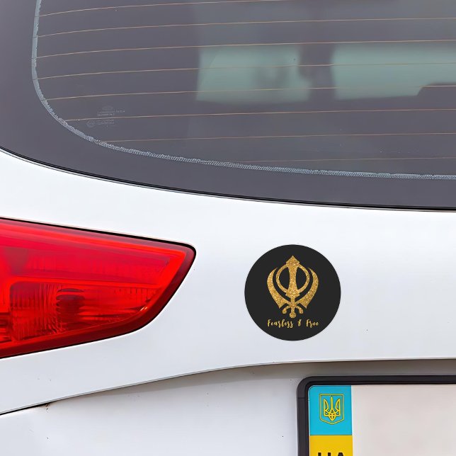 Sikh Khanda "Fearless & Free" Car Magnet (Creator Uploaded)
