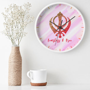 Sikh Khanda "Fearless & Free" Clock