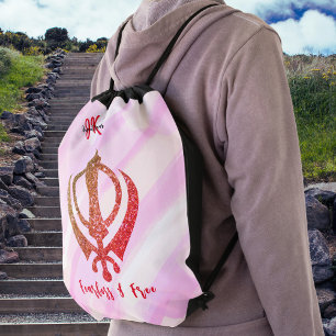 Sikh Khanda "Fearless & Free"  Drawstring Bag