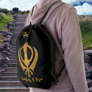 Sikh Khanda "Fearless & Free"  Drawstring Bag
