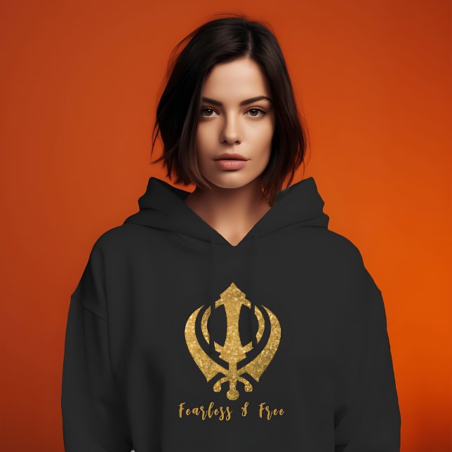 Sikh Khanda "Fearless & Free"  Hoodie (Creator Uploaded)