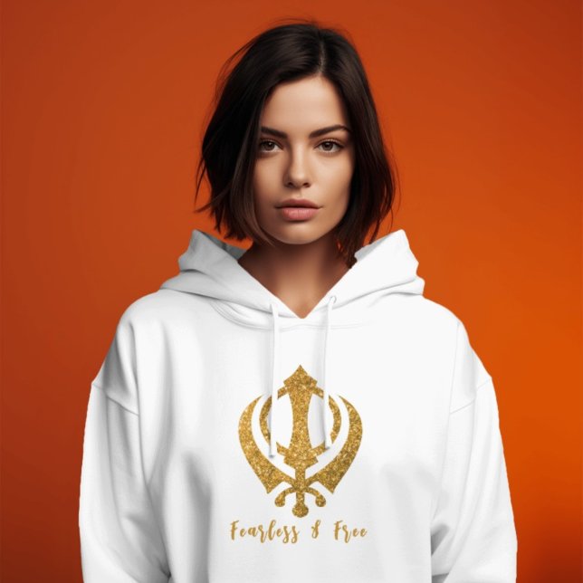 Sikh Khanda "Fearless & Free"  Hoodie (Creator Uploaded)