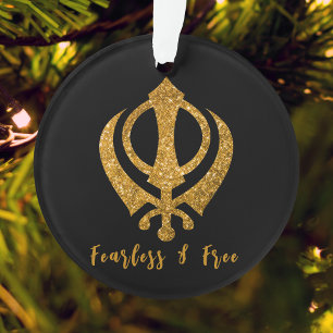Sikh Khanda "Fearless & Free"  Ornament
