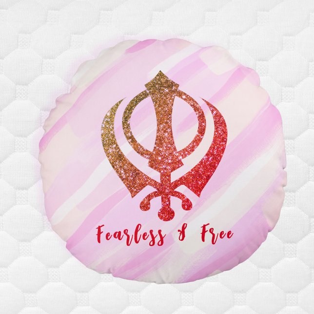 Sikh Khanda "Fearless & Free"  Round Pillow (Creator Uploaded)