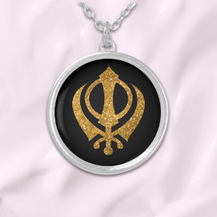Sikh Khanda "Fearless & Free" Silver Plated Necklace
