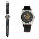 Sikh Khanda "Fearless & Free"  Watch<br><div class="desc">Introducing the Sikh Khanda "Fearless & Free" Watch, a timepiece that blends elegance with cultural pride. This watch features the iconic Khanda symbol on the dial, representing the core Sikh values of bravery, spirituality, and justice. The phrase "Fearless & Free" is subtly engraved, serving as a constant reminder of inner...</div>