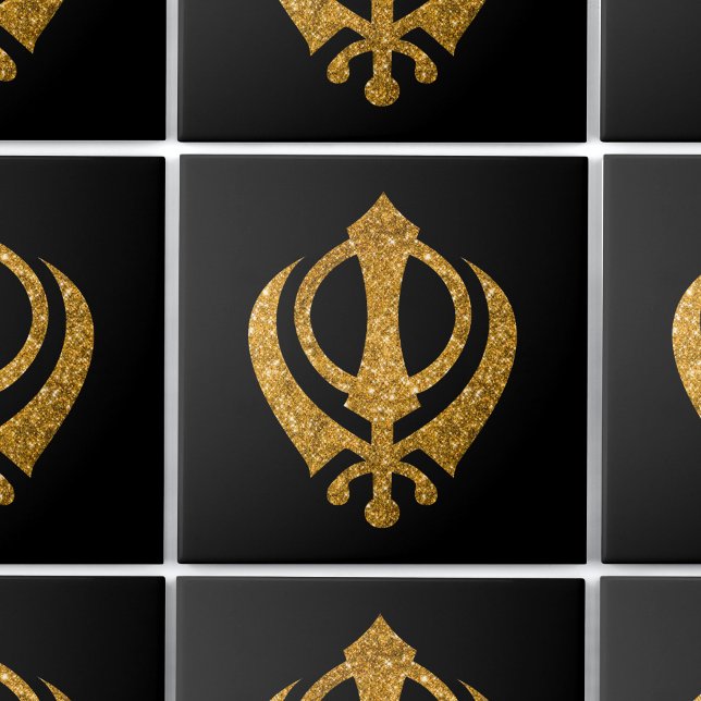 Sikh Khanda Glittery Symbol Ceramic Tile (Creator Uploaded)