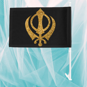 Sikh Khanda Symbol Car Flag