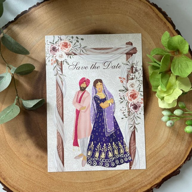 Sikh wedding couple goals Flat Save The Date Card (Creator Uploaded)