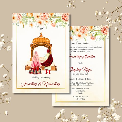 Sikh wedding invitation Punjabi wedding invitation